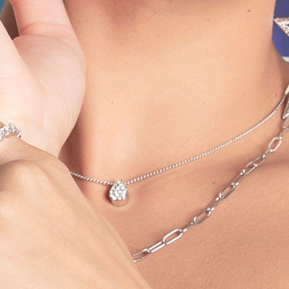 NWT 💎 DAINTY SILVER ELECTRIC NECKLACE DOUBLE ITALIAN CHAIN 2 FOR 1 PRICE - Picture 1 of 10